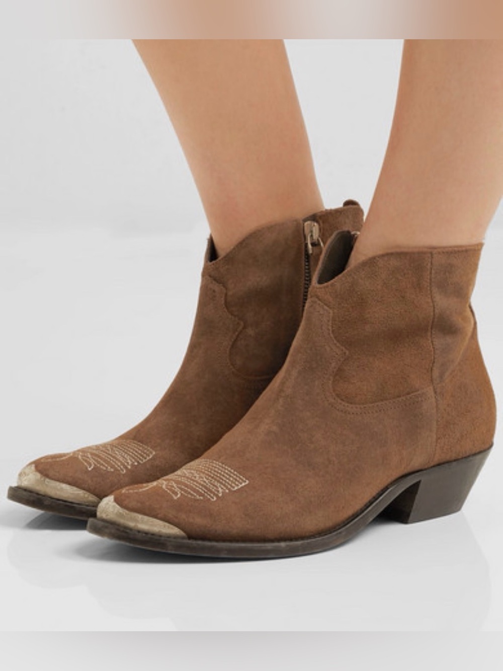 Golden Goose Young Western Boots, Cognac